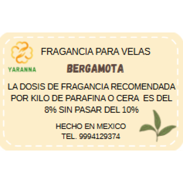 Fragancia Bergamota 250 g para velas.