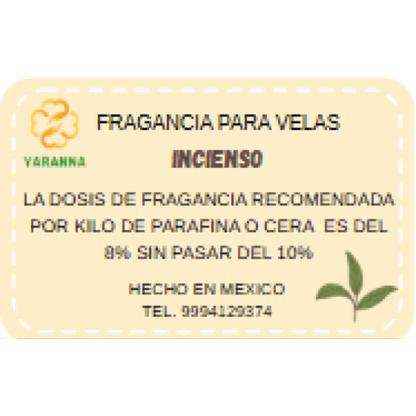 Fragancia Incienso para velas de 125 grs. Fragancia Incienso para velas de 125 grs.