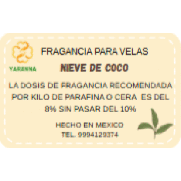 Fragancia Nieve de Coco de 125 grs para velas Fragancia Nieve de Coco de 125 grs para velas