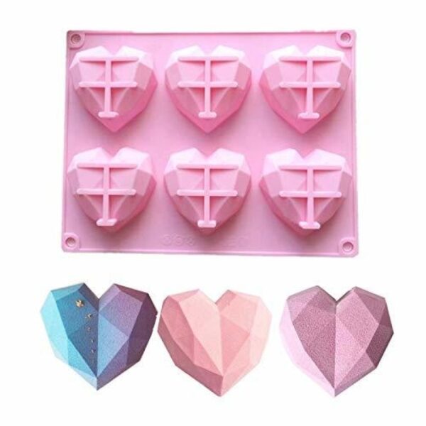 Molde Corazón Geométrico 6 cavidades