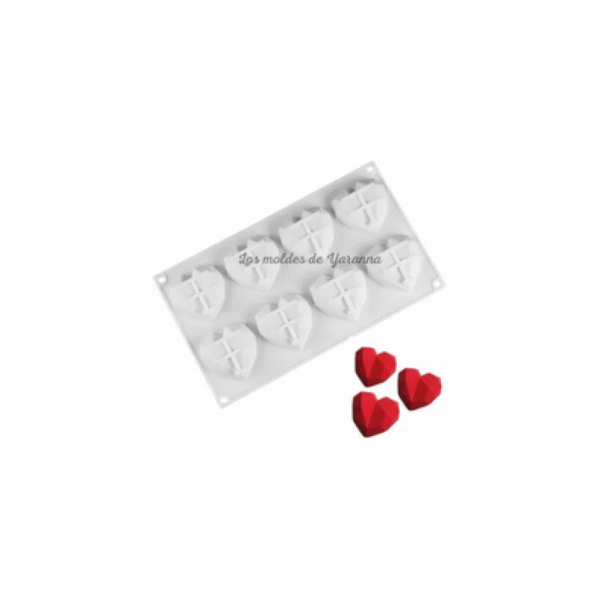 Molde Corazón Geométrico 8 cavidades.