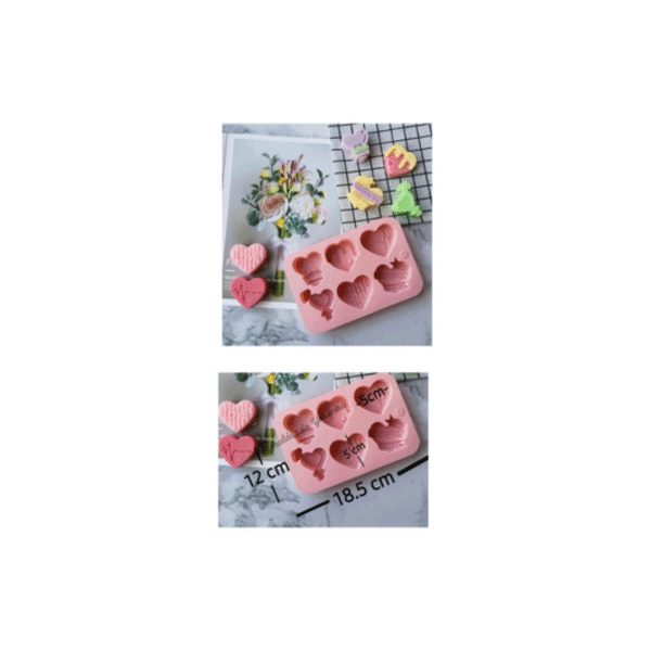 Molde Corazones 6 cavidades