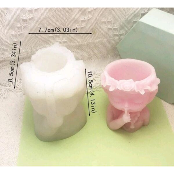 Molde Maceta Niña con Flores