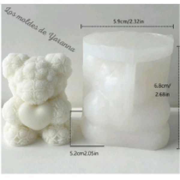 Molde Oso con Flores y Corazón